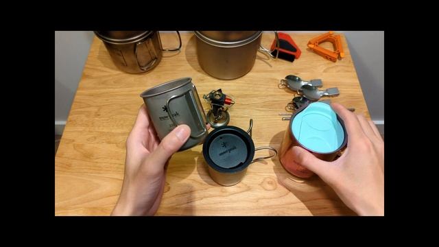 Snow Peak Trek 1400 And 900 Nesting With Snow Peak Cups (450DW, 300, 220)