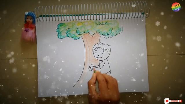 Tree our Friend Drawing |Tree hug Drawing for kids | friendship day смотреть онлайн