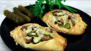 Супер лодочки из слоеного теста. Расстегай с мясом и овощами. Рецепты из слоеного теста