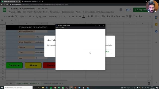 CADASTRO DE FUNCIONÁRIOS Programado e Automatizado no Planilhas Google (Passo a Passo) - PARTE 1 смотреть онлайн