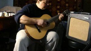 Классическая гитара со звукоснимателем Cort AC7. На транзисторном и ламповом комбике.