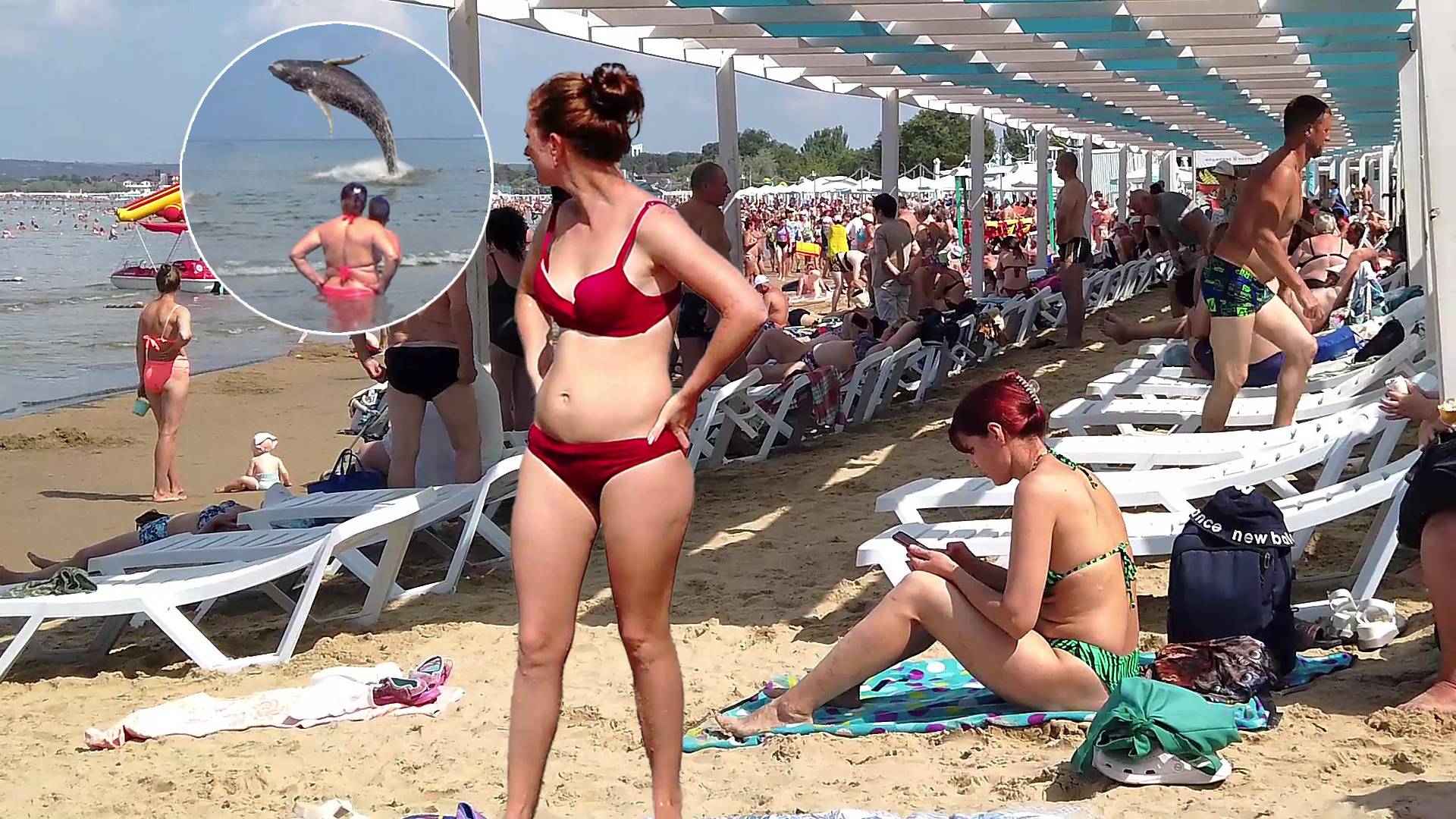 Анапа 7 сентября - Киты в море резвятся😂. Обстановка на пляже смотреть онлайн