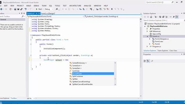 How to Play Sound in C# Windows Forms (One line Code) смотреть онлайн