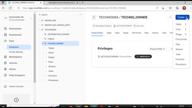 Snowflake- Database Creation, schema creation and Table creation смотреть онлайн