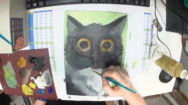 РИСУЕМ КОТА МАСЛОМ ИЛИ ЗЕЛЕНЫЙ КОТ смотреть онлайн