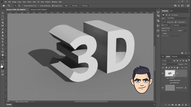 Photoshop 3D | 2D To 3D Text | Photoshop Tutorial, IBL(Image-Based Light) 3D Extrusion, 3d Renderin