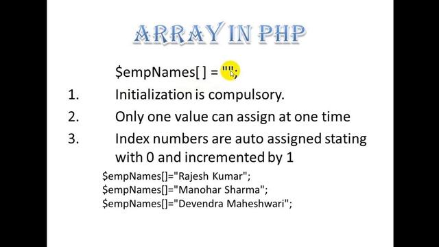 ARRAY IN PHP PART-1 MITHLESH BEKADIA смотреть онлайн