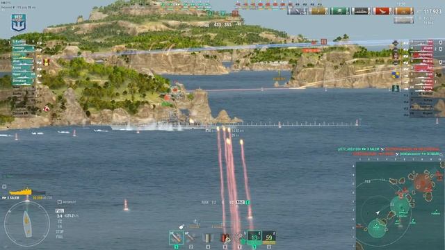 Cruiser Salem: Focused on map The Atlantic - World of Warships смотреть онлайн