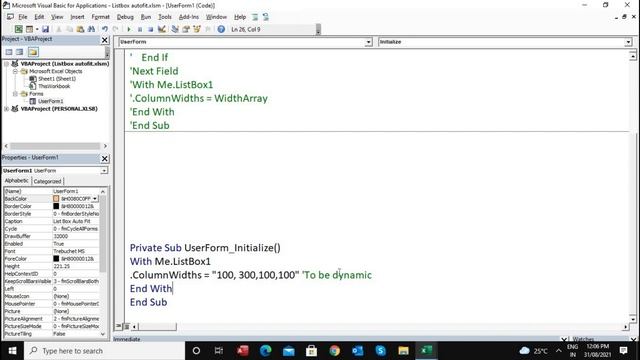 ListBox Column Auto Fit In Excel Userform | Excel Vba | Listbox in Excel vba смотреть онлайн