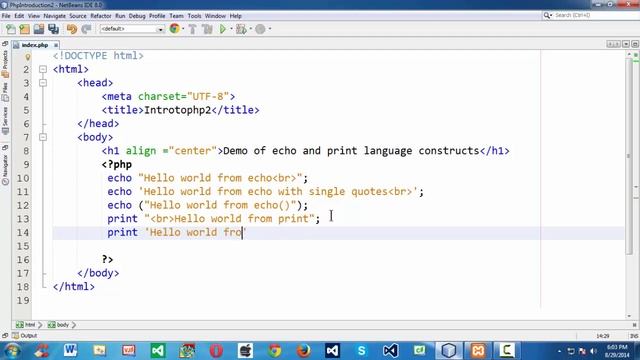 2.PHP echo and print statements to get ouput смотреть онлайн