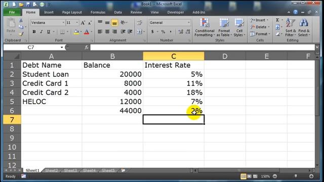Excel Debt Management - Calculate Weighted Average Interest Rate смотреть онлайн