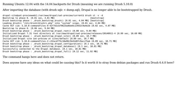 Drupal: Drush hangs when trying to bootstrap Drupal (2 Solutions!!) смотреть онлайн