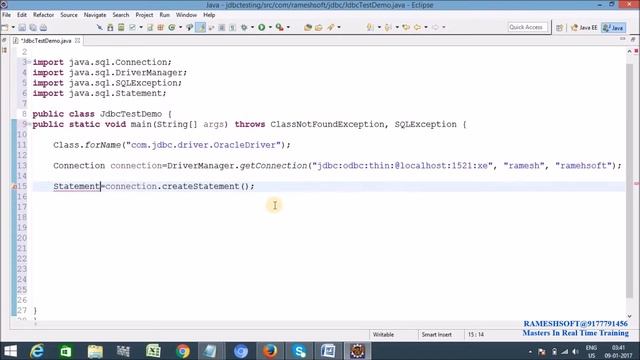 JDBC STANDARD STEPS TO CONNECT WITH ORACLE DATABASE IN PRACTICAL BY RAMESH SOFT Part 3 смотреть онлайн