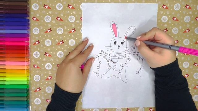 Новогодний зайка с огоньками / Рисуем легко смотреть онлайн