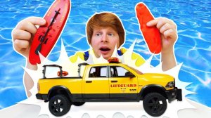 Автомастерская: делаем бульдозеру доску для плавания! Видео для детей про машинки