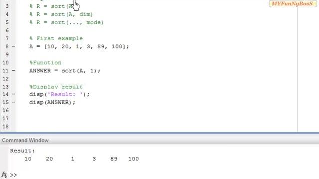 Matlab Function - Sorting Elements of Array-sort( ) смотреть онлайн