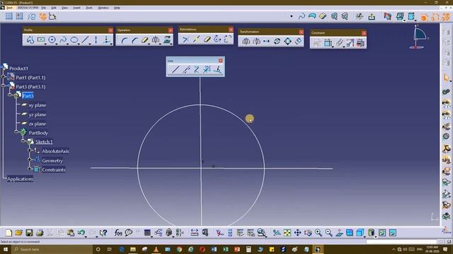 How to Use Line Tool Bar in sketch based features Catia V5 Part 6 смотреть онлайн