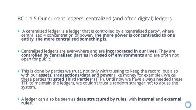 BC-1.1.5 Centralized ledgers смотреть онлайн