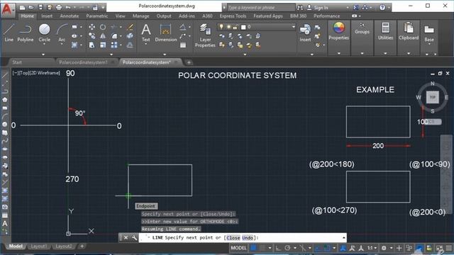 AUTOCAD - HOW TO DRAW USING POLAR COORDINATE SYSTEM CLASS7(ENGLISH) смотреть онлайн