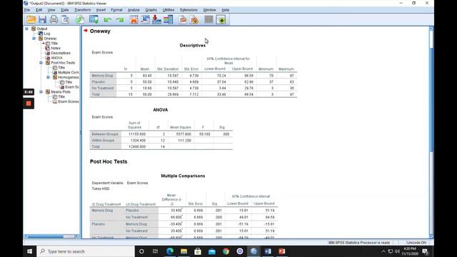 One Way Between Groups ANOVA смотреть онлайн
