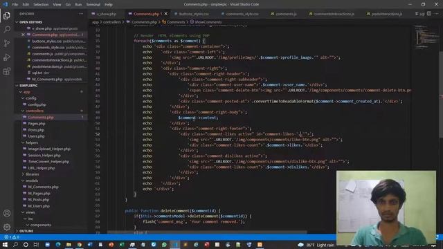 PHP MVC Framework - #49 - Building a Social Network - Post comments thread react buttons client sid смотреть онлайн