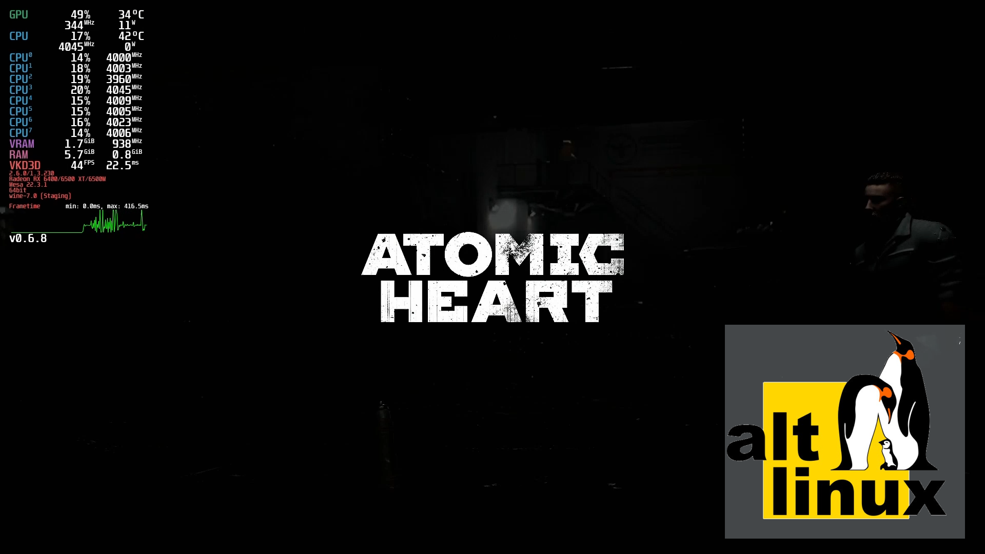 ALT linux - прохождение Atomic heart на бюджетном железе - i3 10100f + rx6400 #7 смотреть онлайн