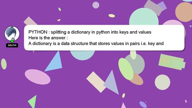 PYTHON : splitting a dictionary in python into keys and values смотреть онлайн