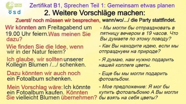 Goethe Zertifikat B1, ÖSD Zertifikat B1, Sprechen, Teil 1: Universelle Redemittel!!!