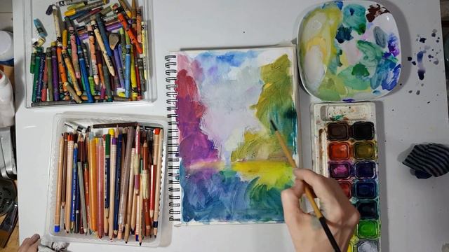 Gouache and Mixed Media №59. Speedpaint with commentary. смотреть онлайн
