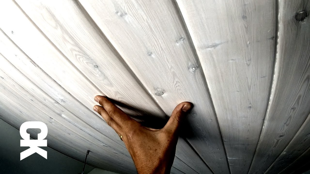 Стильная отделка потолка лиственницей в белой лазури / Серия 145 смотреть онлайн