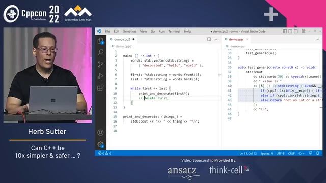 Can C++ be 10x Simpler & Safer? - Herb Sutter - CppCon 2022 смотреть онлайн