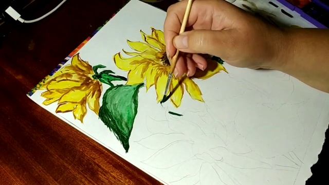sunflowers watercolor(подсолнухи акварелью) смотреть онлайн