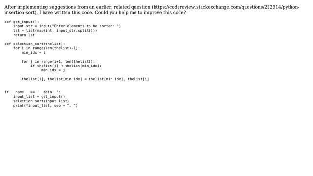 Code Review: Python: Selection sort смотреть онлайн