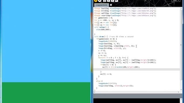 Make flappy birds in 50 lines of Processing Java/JS смотреть онлайн