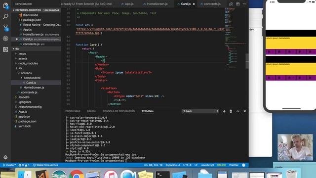 Creating a react native app with expo - making a Card component UI (9/100 Days of code) смотреть онлайн