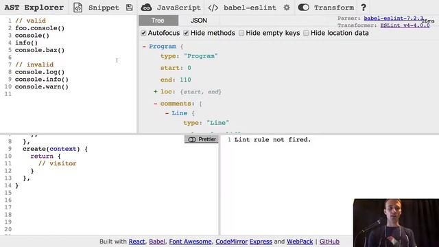Writing custom Babel and ESLint plugins with ASTs (Open West 2017) смотреть онлайн