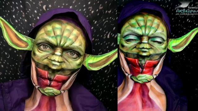 Косплэй, грим Йода (Master Yoda. Star War.) Face Art By Ustiantseva Elena #bodypaint #Faceart