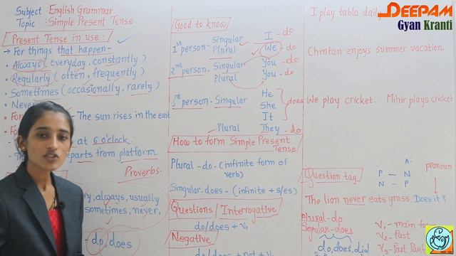 ENGLISH GRAMMAR : SIMPLE PRESENT TENSE #YASHIKAPATEL #DEEPAM смотреть онлайн
