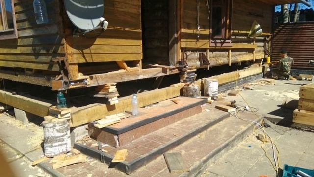 Подъем бани на 80 см и прируб нижних венцов в поселке Сосново смотреть онлайн