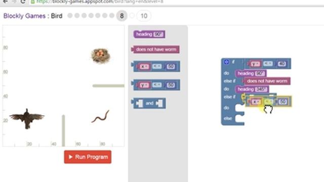 Blockly Games - solution for Bird 8 смотреть онлайн