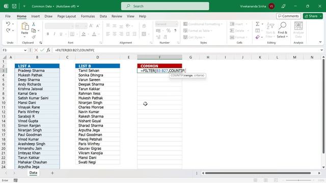 Extract Common Values from Two List Range in Excel | Vivekananda Sinha | Video 297 смотреть онлайн