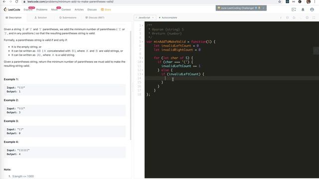 LeetCode 921. Minimum Add to Make Parentheses Valid | JSer - JavaScript & Algorithm смотреть онлайн