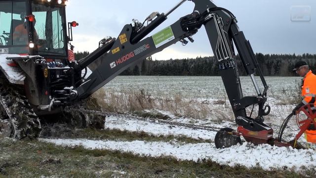 Cable Ploughing In Snowy Conditions With HUDDIG 1260C Muddy Mary