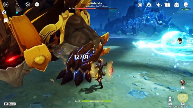 Zhongli + Vortex Vanquisher 1m57s Solo Azhdaha