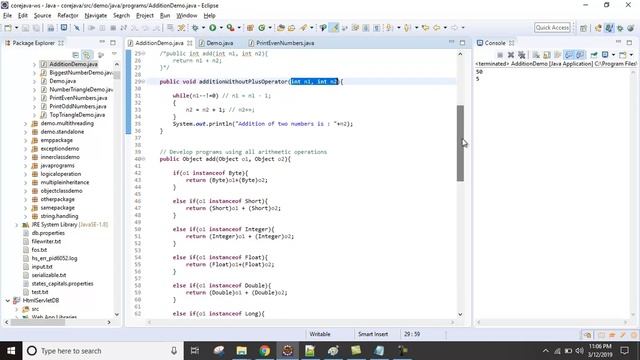 Java code - Addition of two numbers of different data types in single method. смотреть онлайн