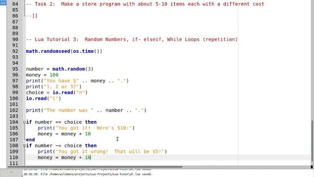 Lua Tutorial 3: Random Numbers, If-Else, While Loops смотреть онлайн