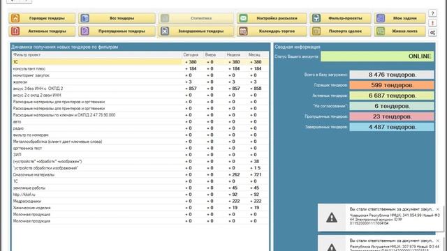 Управление тендерным отделом: настройка фильтра, поиск тендеров и назначение меток смотреть онлайн