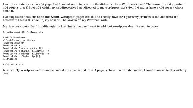 Wordpress: Wordpress overrides custom 404 page with it's own смотреть онлайн
