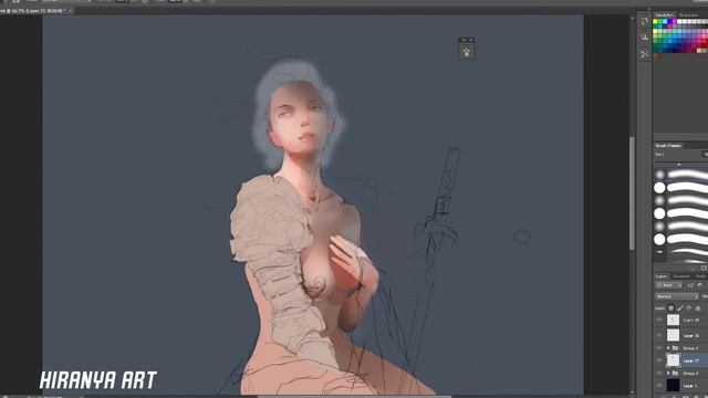 2d concept art #5( knight ) stylize portrait speed Painting in Photoshop смотреть онлайн