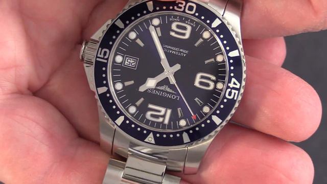 LONGINES HYDROCONQUEST L3.741.4.96.6 39mm-полный и подробный обзор. смотреть онлайн